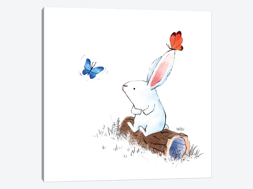 Bunny And 2 Butterflies by Dan Tavis 1-piece Canvas Art