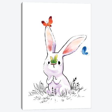 Bunny And 3 Butterflies Canvas Print #DTV56} by Dan Tavis Canvas Art Print
