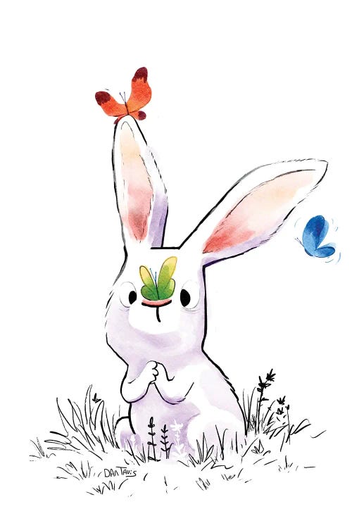 Bunny And 3 Butterflies