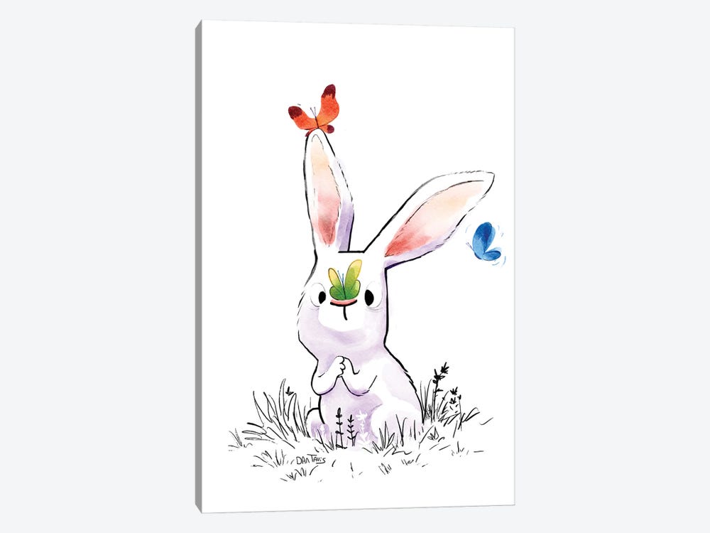 Bunny And 3 Butterflies by Dan Tavis 1-piece Canvas Art Print
