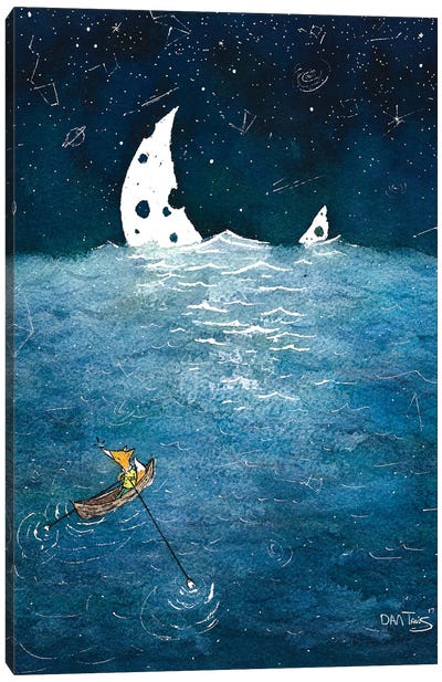 Chasing The Moon Canvas Art Print - Rowboat Art