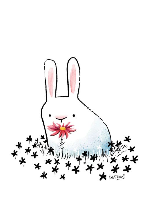 Bunny And Flower by Dan Tavis wall art