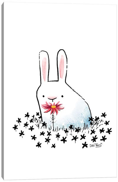 Bunny And Flower Canvas Art Print - Dan Tavis