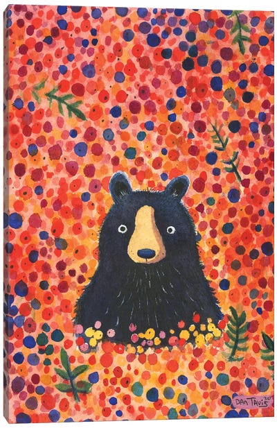 Black Bear Berries Canvas Art Print - Black Bears
