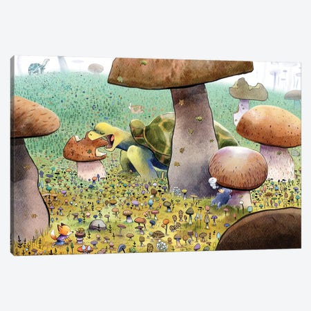 Turtles In Mushroom Forest Canvas Print #DTV76} by Dan Tavis Canvas Print
