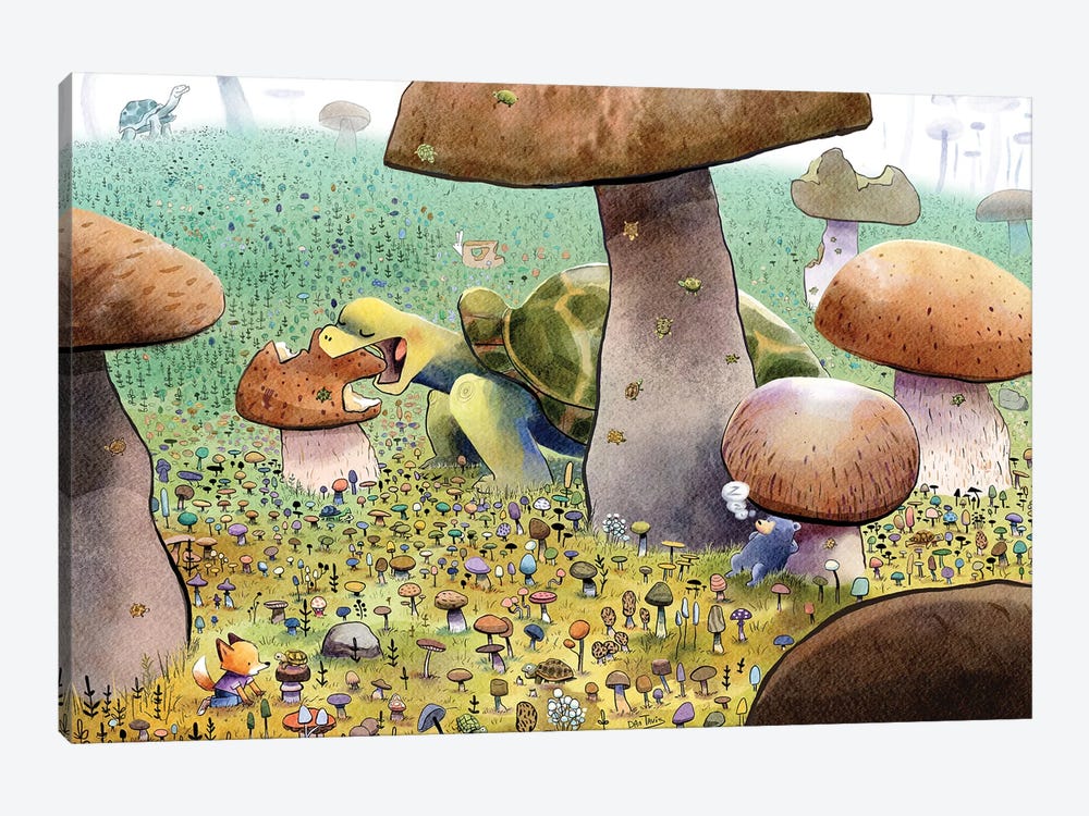 Turtles In Mushroom Forest by Dan Tavis 1-piece Art Print