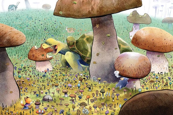 Dan Tavis: Turtles In Mushroom Forest by Dan Tavis