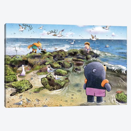 Beach Day With Friends Canvas Print #DTV79} by Dan Tavis Canvas Art