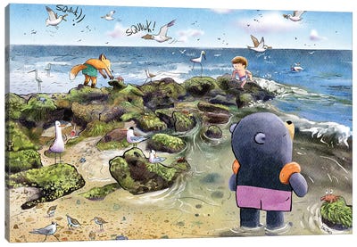 Beach Day With Friends Canvas Art Print - Dan Tavis