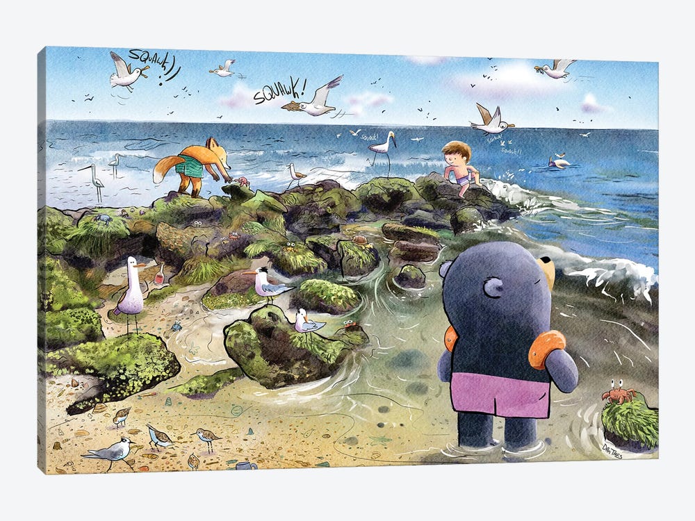 Beach Day With Friends by Dan Tavis 1-piece Canvas Art