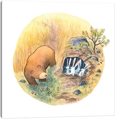 Bears House Canvas Art Print - Brown Bear Art