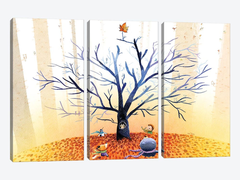 The Last Leaf Of Fall by Dan Tavis 3-piece Canvas Art Print