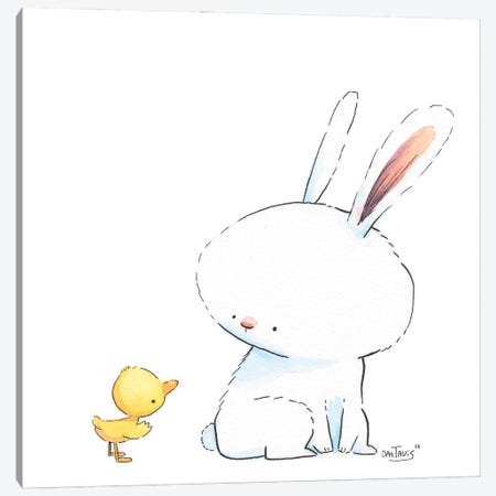 Bunny And Duck - Friendship Canvas Print #DTV91} by Dan Tavis Canvas Wall Art