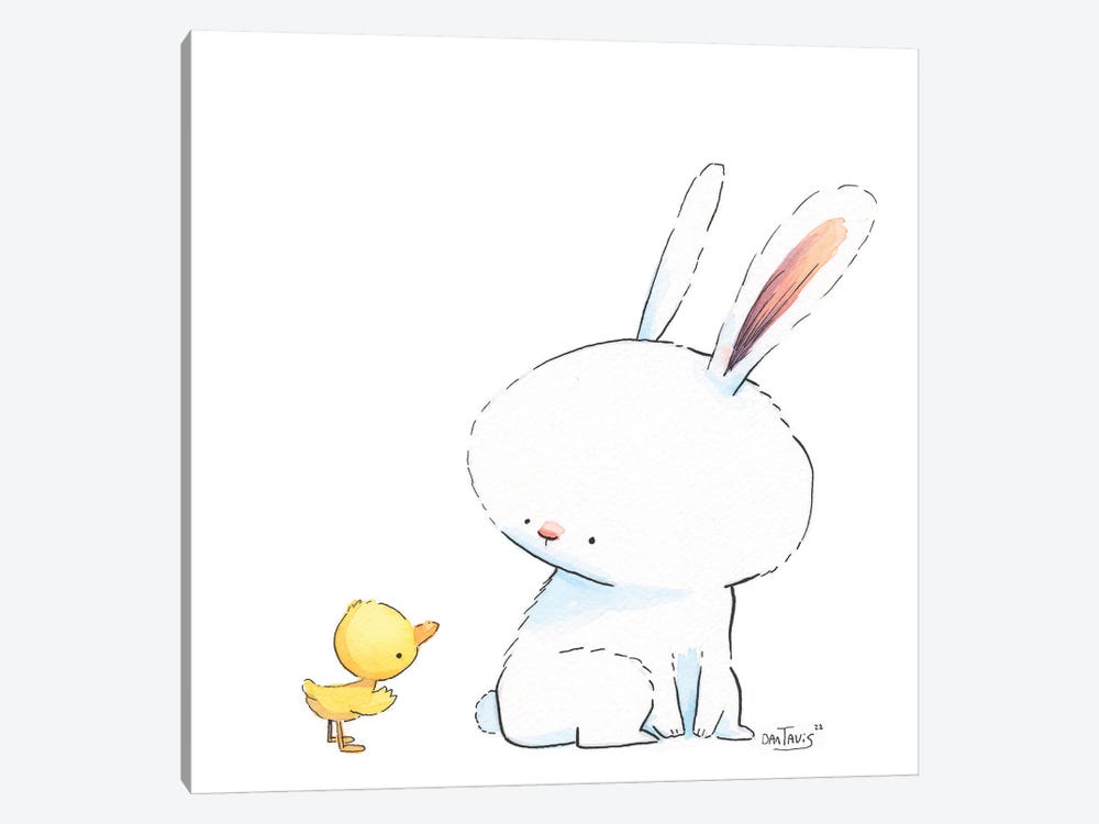 Bunny And Duck - Friendship by Dan Tavis 1-piece Canvas Wall Art