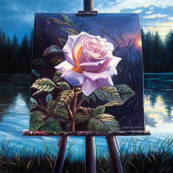 Fine Art Print: Rose Painting At The Lake by Dakota Daetwiler