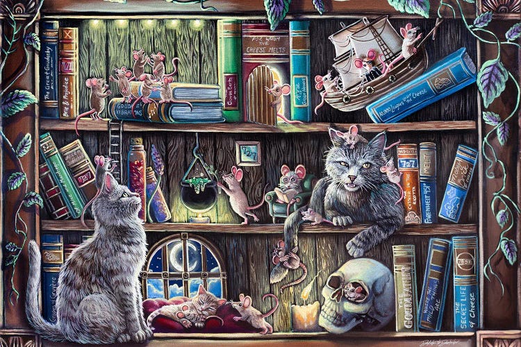 Cat & Mouse Library by Dakota Daetwiler wall art