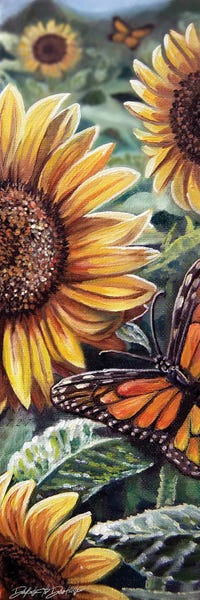 Canvas Print: Sunflowers And Butterflies I by Dakota Daetwiler