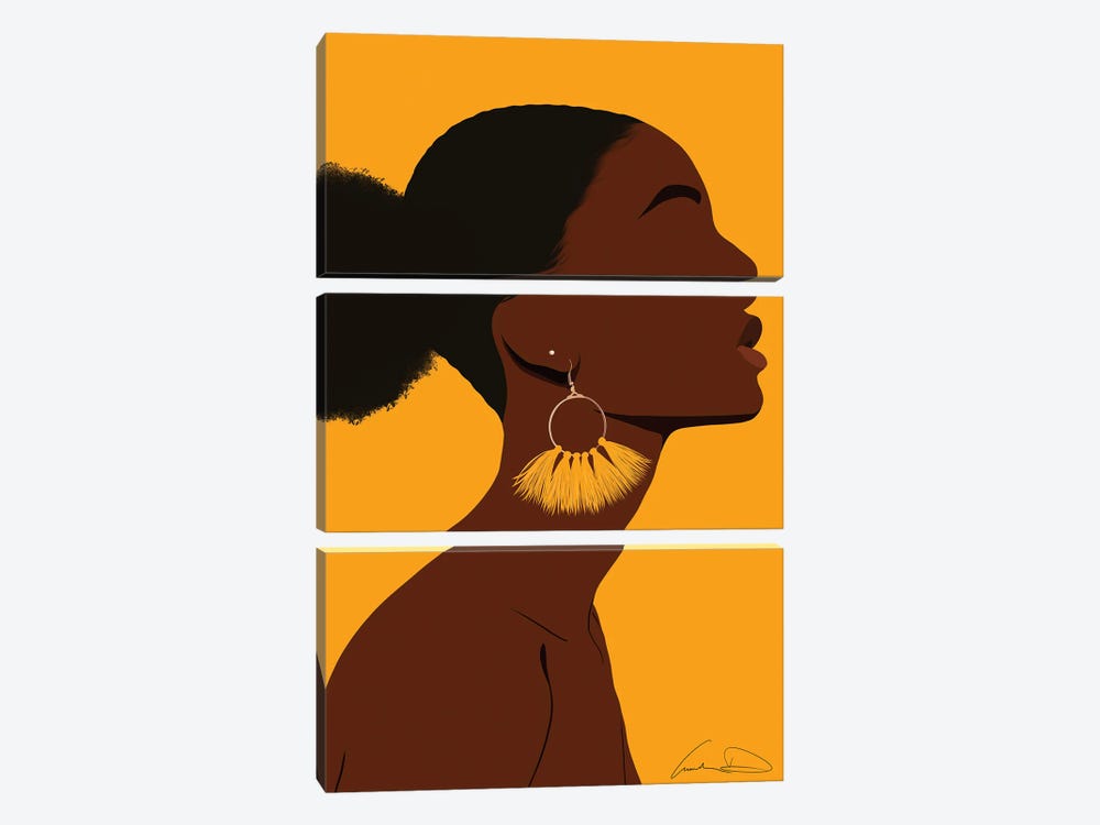 Afro Puff by Aminah Dantzler 3-piece Canvas Print