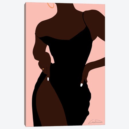 Little Black Dress Dark Brown In Pink Canvas Print #DTZ53} by Aminah Dantzler Canvas Art