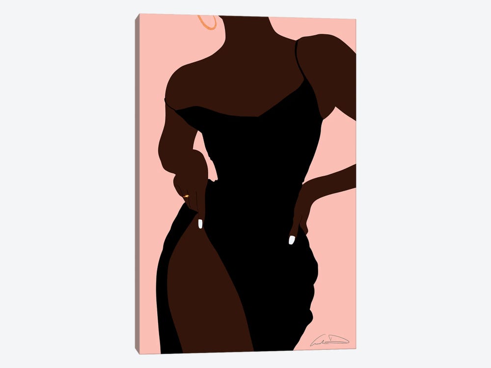 Little Black Dress Dark Brown In Pink by Aminah Dantzler 1-piece Canvas Art