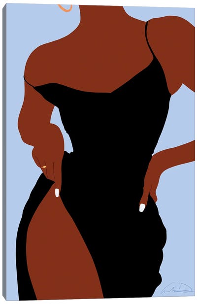 Little Black Dress Brown In Lavendar Canvas Art Print - Aminah Dantzler