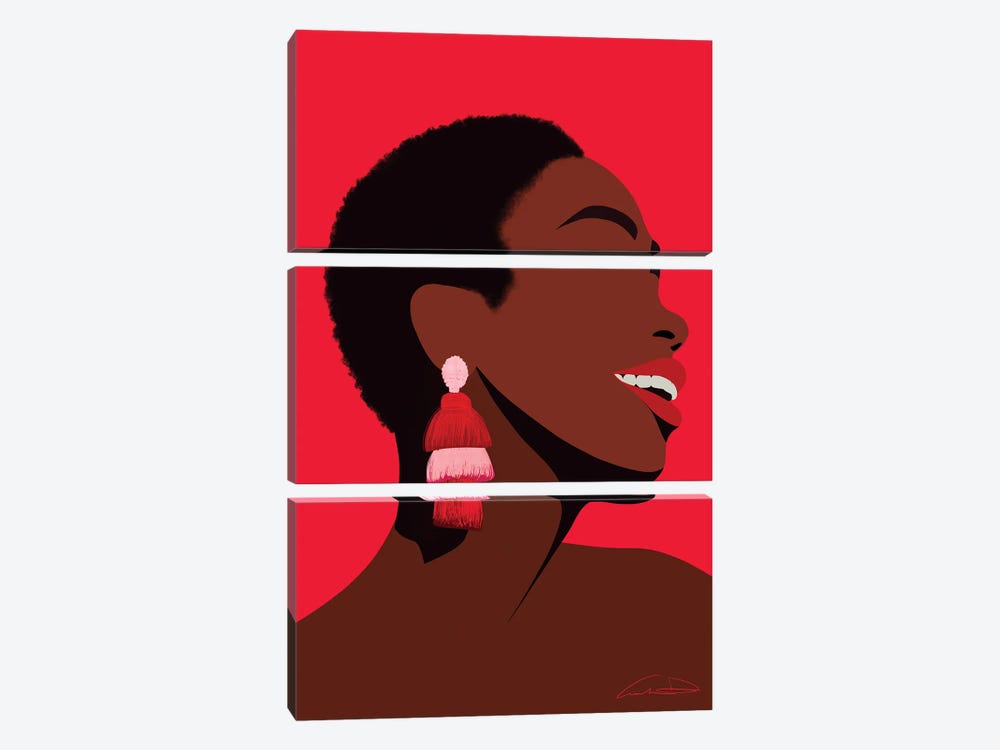 Hawa In Red by Aminah Dantzler 3-piece Canvas Print