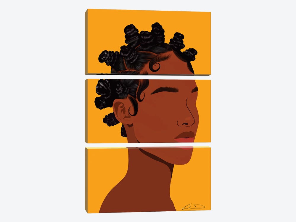 Bantu Knots Yellow by Aminah Dantzler 3-piece Art Print