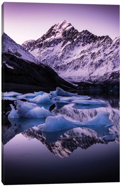 Hooker Glacier Lake, New Zealand Canvas Art Print - Glacier & Iceberg Art