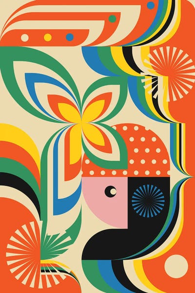 Happy Flower Girl by Jen Du metal wall art