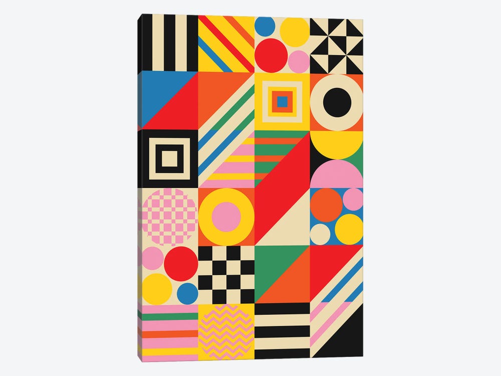 Happy Geometric Combo by Jen Du 1-piece Canvas Art Print