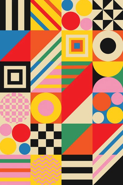 Retro Geo Abstracts: Happy Geometric Combo by Jen Du