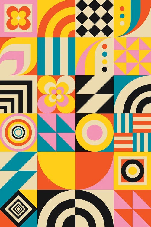 Colorful Geometric Combo by Jen Du wall art