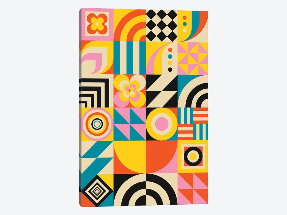 Colorful Geometric Combo by Jen Du 1-piece Canvas Wall Art