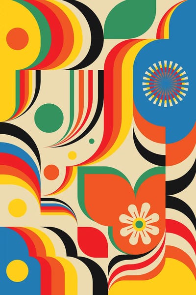 Retro Geo Abstracts: Joyful Wonderland by Jen Du