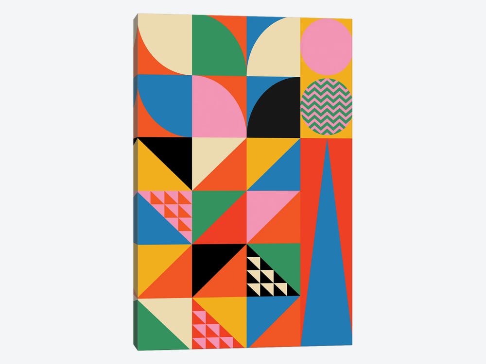 Happy Geometrics by Jen Du 1-piece Art Print