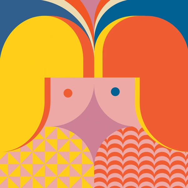 Mid-Century Modern Living Room: Lovely Girls by Jen Du