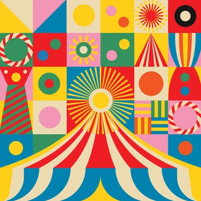 Happy Circus by Jen Du metal wall art
