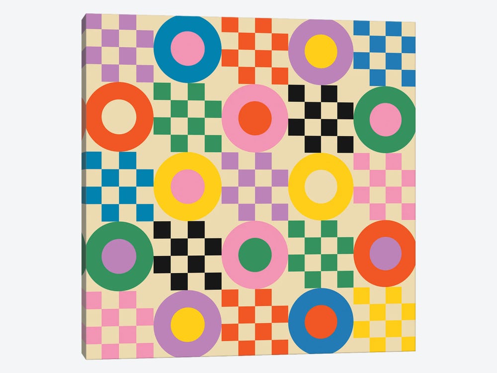 Lucky Checkerboard by Jen Du 1-piece Canvas Print
