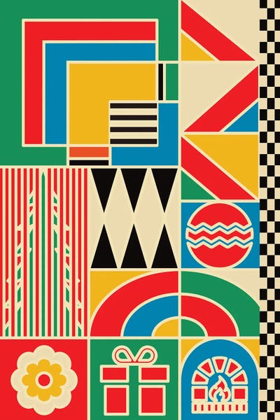 Retro Geo Abstracts: Christmas Collage by Jen Du