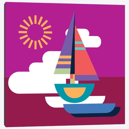 Happy Sailing Canvas Print #DUJ54} by Jen Du Canvas Art