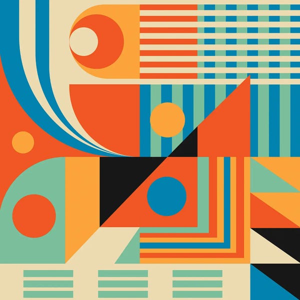 Retro Geo Abstracts: Happy Smiling Face by Jen Du