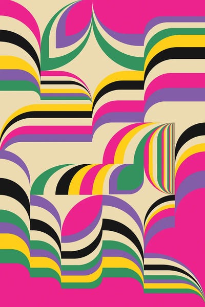 Retro Geo Abstracts: Pinky Landscape by Jen Du