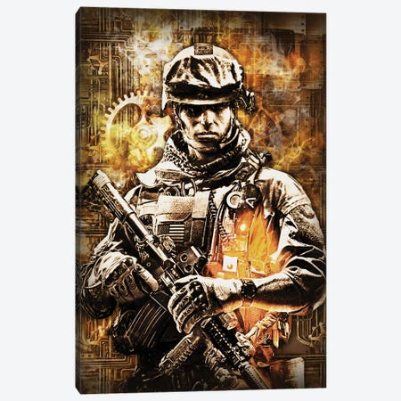 Battlefield Steampunk Canvas Print #DUR1001} by Durro Art Art Print