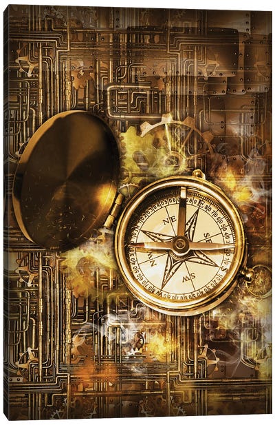 Compass Steampunk Canvas Art Print - Durro Art