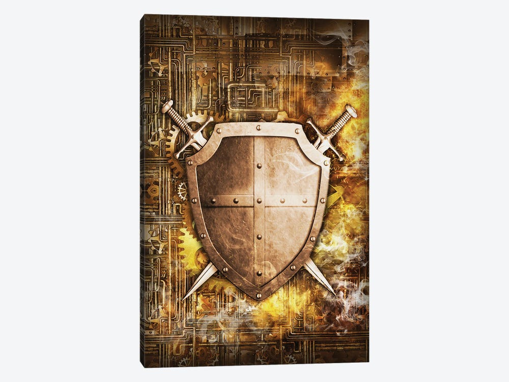 Swords And Shield Steampunk by Durro Art 1-piece Canvas Print