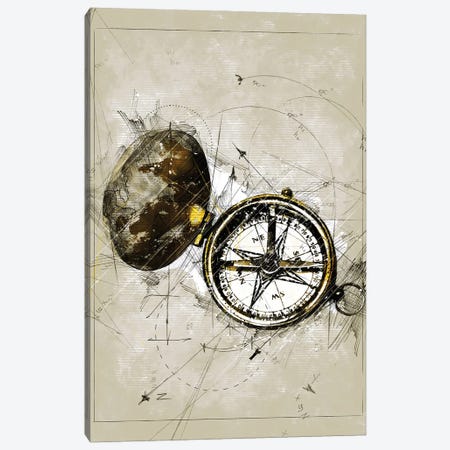 Compass Sketch Canvas Print #DUR1020} by Durro Art Canvas Print