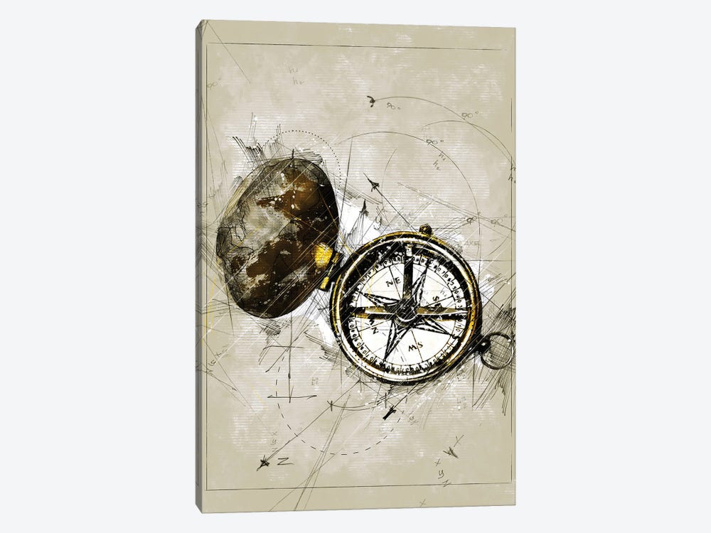 Compass Sketch by Durro Art 1-piece Art Print
