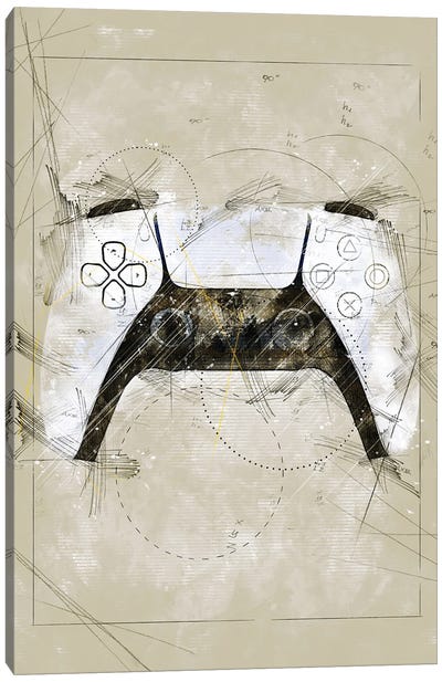 Controller Sketch Canvas Art Print - Limited Edition Video Game Art