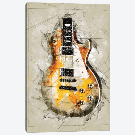 Guitar Sketch Canvas Print #DUR1023} by Durro Art Art Print