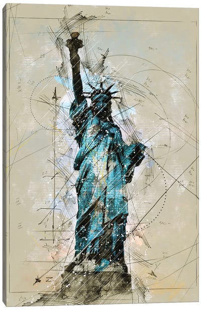Liberty Sketch Canvas Art Print - Famous Monuments & Sculptures